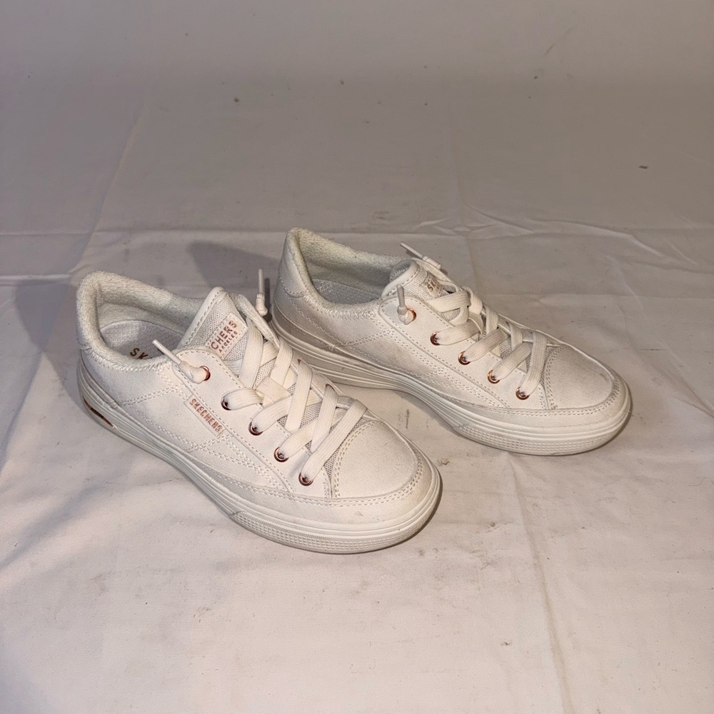 Skechers White Rose Gold Athletic Sneakers